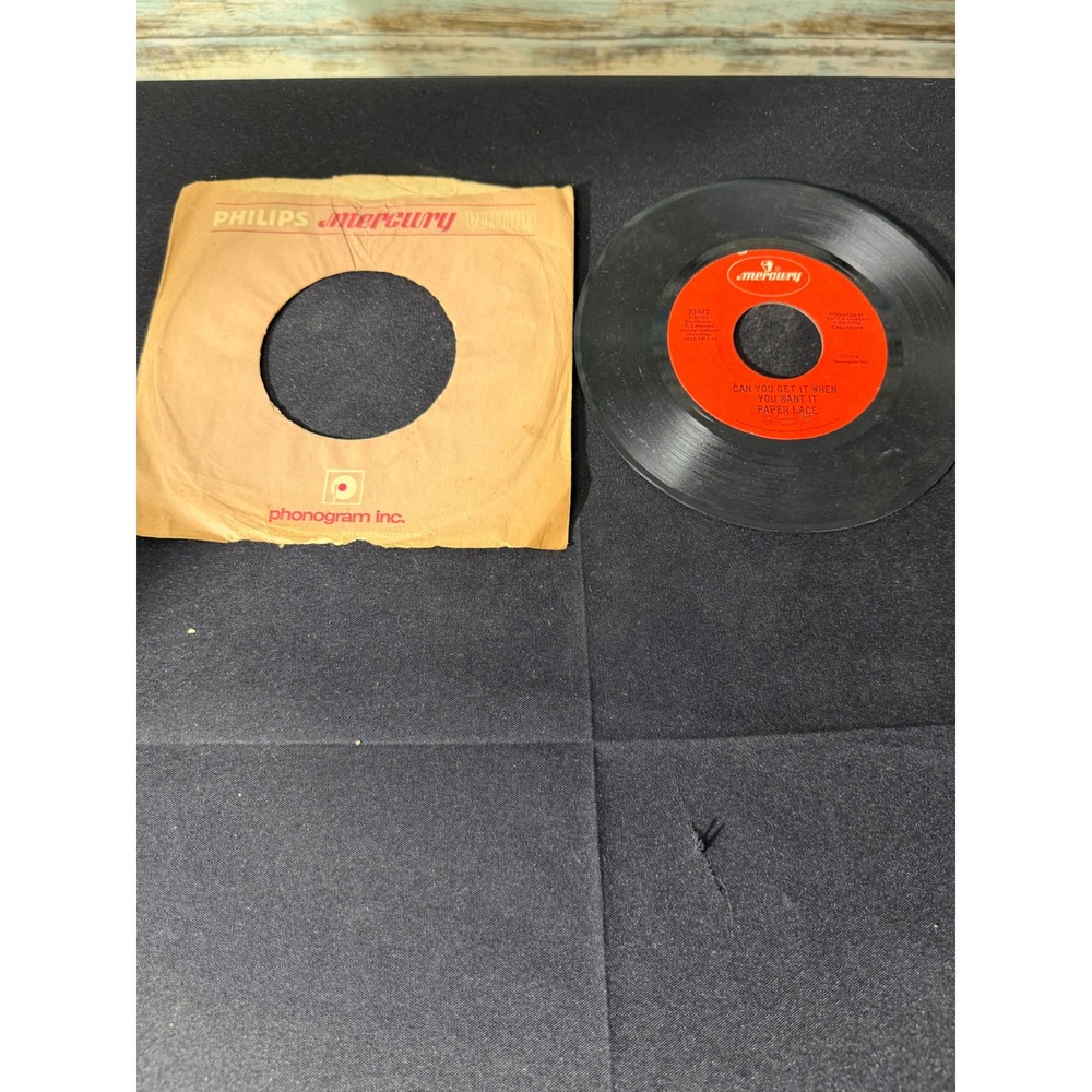 Paper Lace‎ Vinyl 45 RPM 7" Black Excellent The Night Chicago Died 1974 Mercury